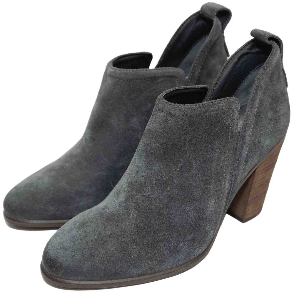 New Vince Camuto Francia Granit Grey Suede Heeled Ankle Boots Size 9.5